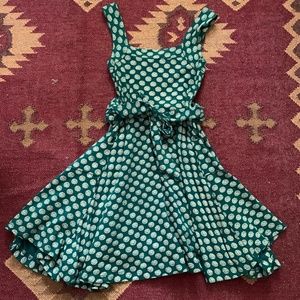 Green Picnic Dress with Front Tie